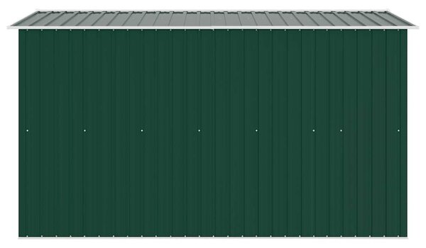 Zöld fém kerti fészer 257 x 298 x 178 cm