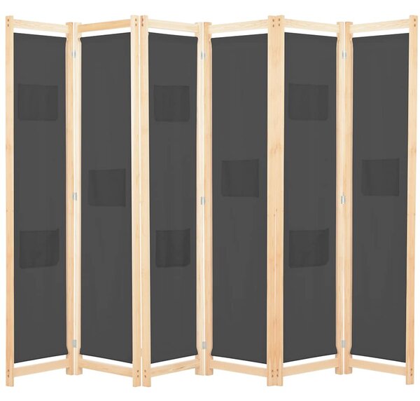 Szürke 6-paneles szövetparaván 240 x 170 x 4 cm