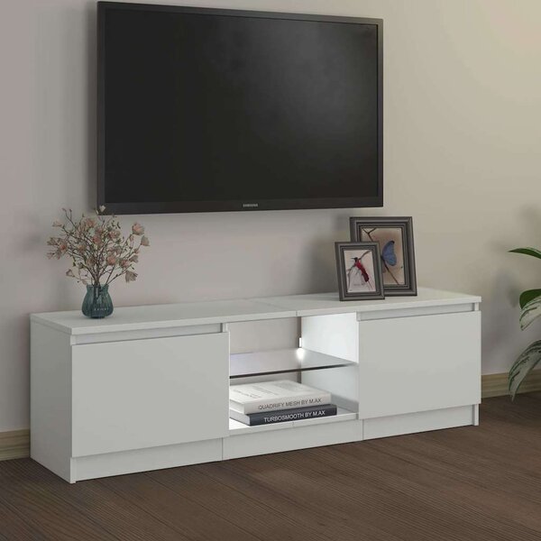 Fehér TV-szekrény LED lámpákkal 120 x 30 x 36 cm