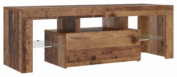 Antik fa színű szerelt fa TV-szekrény LED-ekkel 120x36,5x40 cm