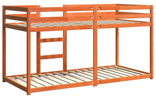 VidaXL viaszbarna tömör fenyőfa emeletes ágy 90x200 cm