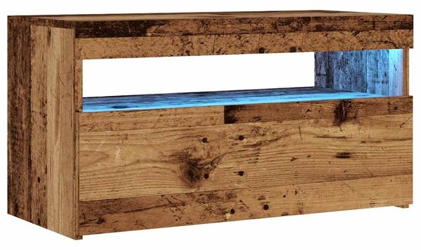 Antik fa színű szerelt fa TV-szekrény LED-ekkel 75x35x40 cm