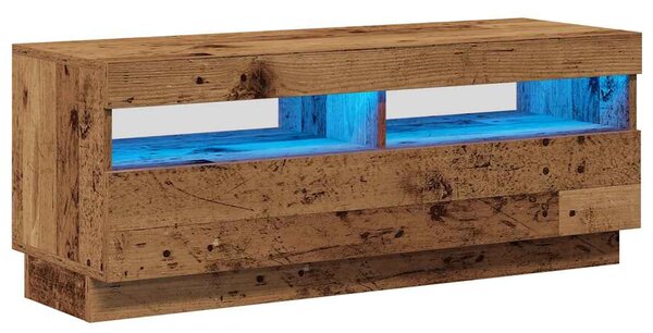 Antik fa színű szerelt fa TV-szekrény LED-ekkel 100x35x40 cm