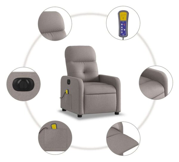 VidaXL tópszínű szövet elektromos dönthető masszázsfotel