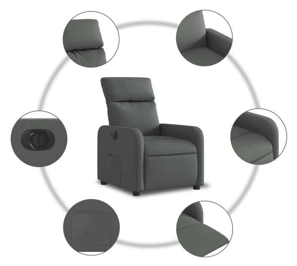 Elektromos Dönthető Fotel - Sötétszürke Szövet
