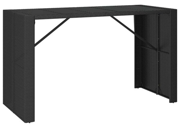 Kertbútor - Fekete Polyrattan Bárasztal - 185x80x110cm