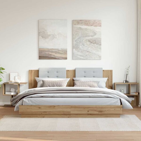 2 db kézműves tölgyszínű szerelt fa éjjeliszekrény 50x30x51,5cm