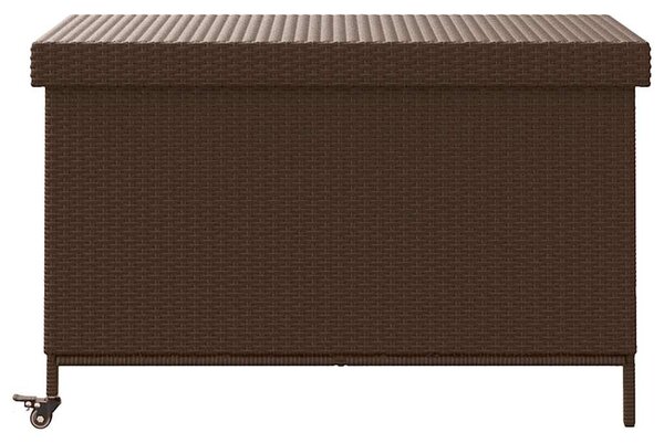 Barna polyrattan kerti tárolóláda kerekekkel 110x55x73 cm