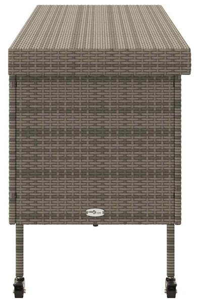 Szürke polyrattan kerti tárolóláda kerekekkel 160x55x75 cm