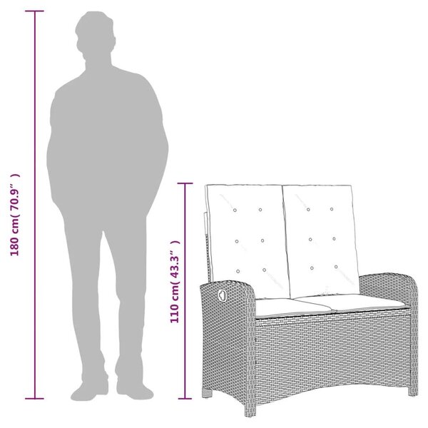 VidaXL Kertbútor - Dönthető Polyrattan Pad - 105x59 cm