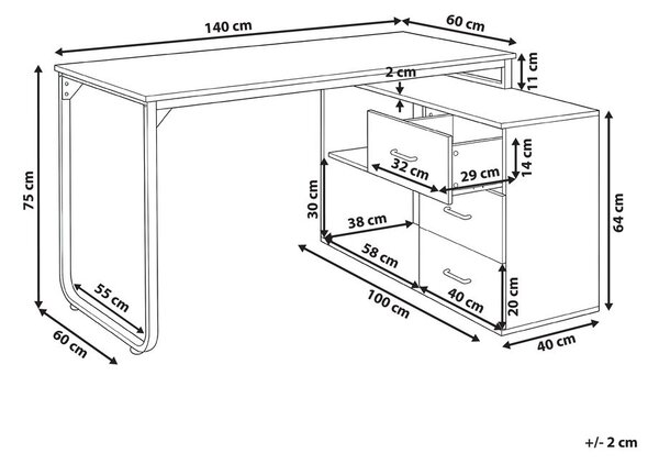 Sarok íróasztal SOGNE Világosbarna 140 cm 100 cm