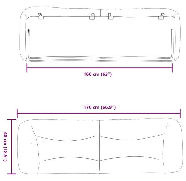 VidaXL tópszínű szövet fejtámla párna 160 cm