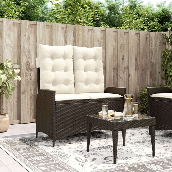VidaXL barna polyrattan dönthető kerti pad párnával