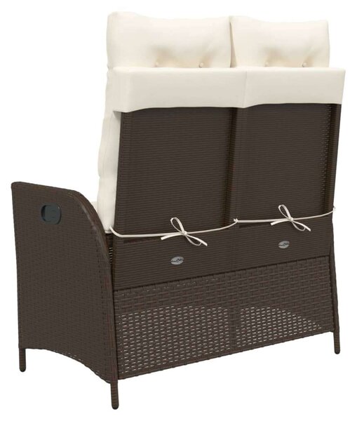 VidaXL barna polyrattan dönthető kerti pad párnával