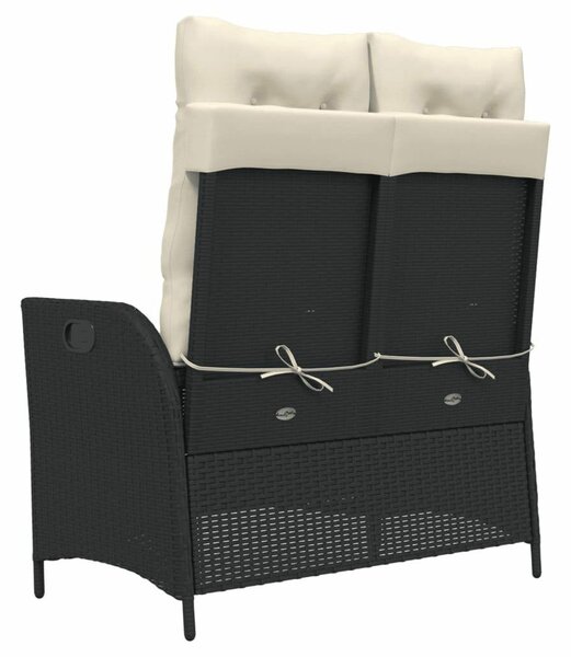VidaXL fekete polyrattan dönthető kerti pad párnával