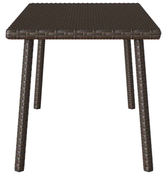 Téglalap barna polyrattan kerti dohányzóasztal 80x40x37cm