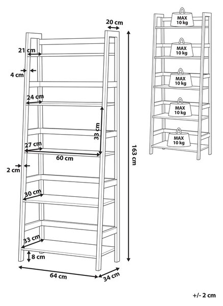 Ötszintes polcos elem CROYDON 163 cm Fekete