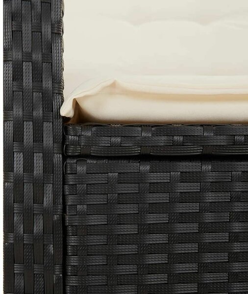 VidaXL fekete polyrattan dönthető kerti pad párnával
