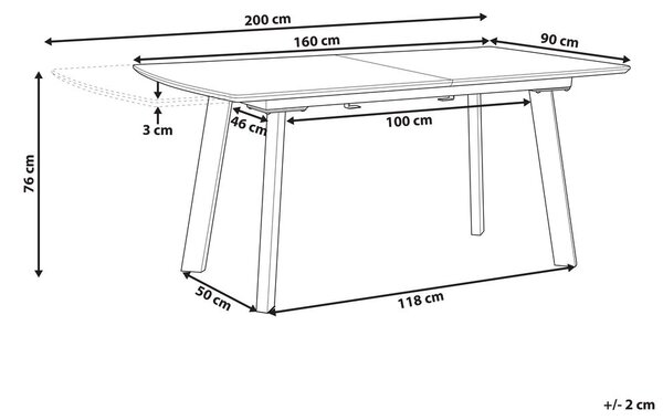 Kihúzható étkezőasztal SALVADOR Sötétbarna 160/200 cm 90 cm