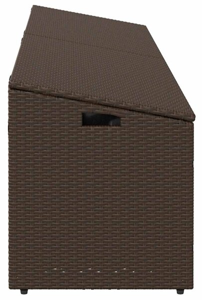 Barna polyrattan kerti tárolóláda 220x50x58 cm