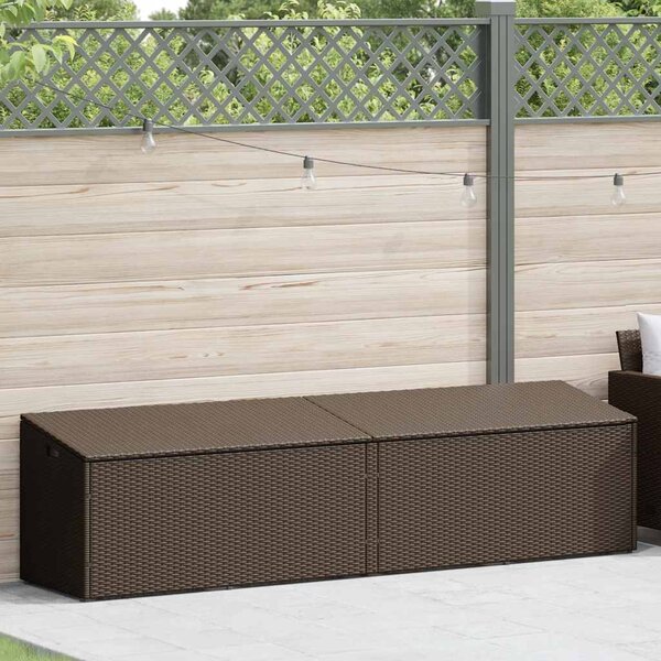 Barna polyrattan kerti tárolóláda 220x50x58 cm