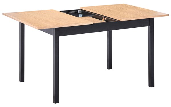 Kihúzható étkezőasztal HOUSTON Világosbarna/ fekete 120/150 cm 90 cm Fenyő