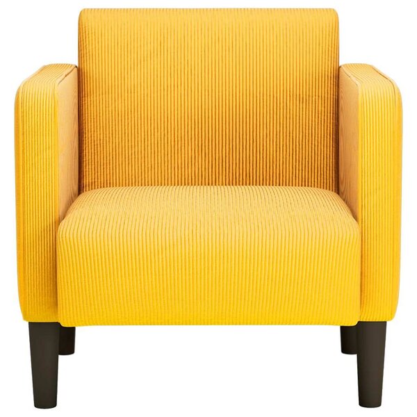 Világossárga kordbársony szövet kanapészék karfás szék 54 cm