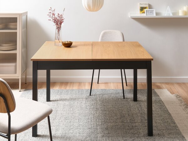 Kihúzható étkezőasztal HOUSTON Világosbarna/ fekete 120/150 cm 90 cm Fenyő
