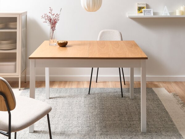 Kihúzható étkezőasztal HOUSTON Világosbarna/fehér 120/150 cm 90 cm Fenyő