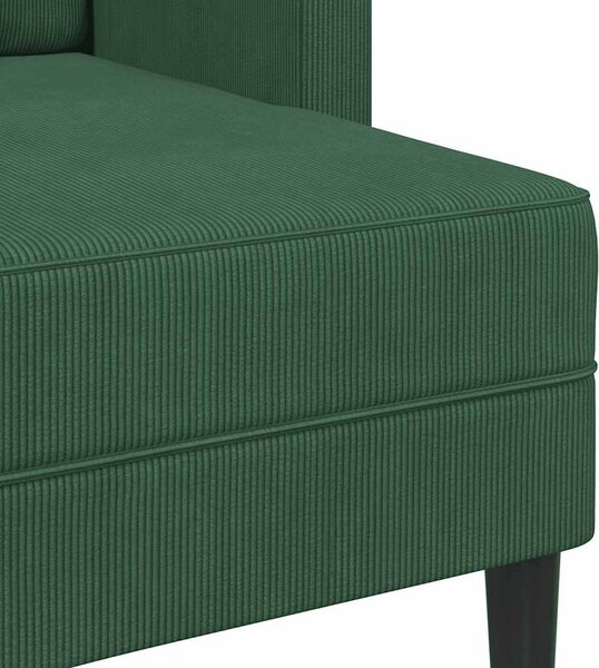 Sötét zöld vászon 2 üléses kanapé L-alakú kanapéval 125 cm
