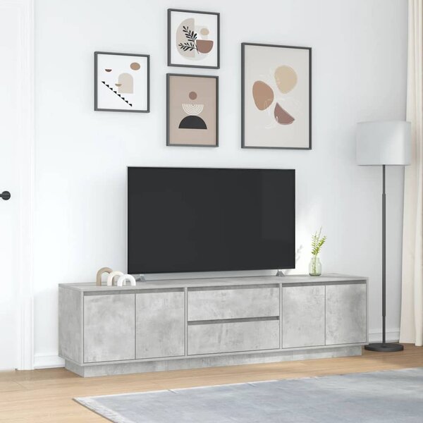 Betonszürke TV-szekrény LED lámpákkal 193,5x41x50 cm