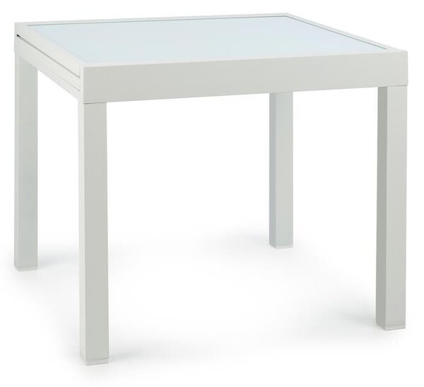 Blumfeldt Pamplona extension, kerti asztal, 180 x 83 cm max., alumínium, üveg, fehér