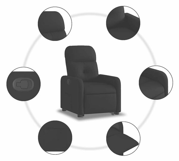 Elektromos Felfelé Emelő Fotel - Fekete Szövet