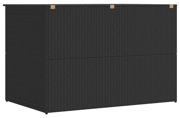 Fekete polyrattan kerti tárolóláda 150 x 100 x 100 cm