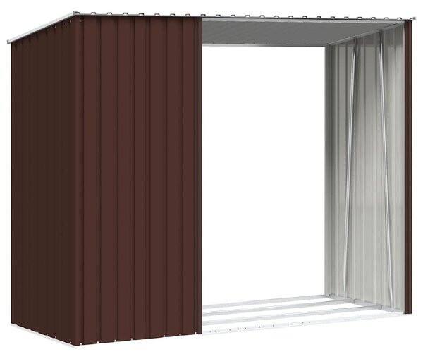 Barna horganyzott acél kerti tűzifatároló 245 x 98 x 159 cm
