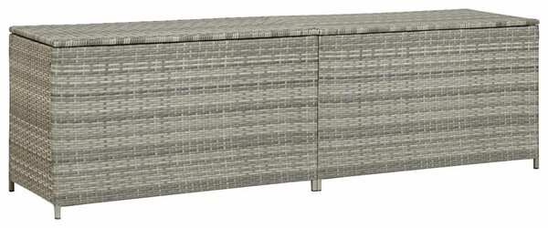 Szürke polyrattan kerti tárolóláda 200 x 50 x 60 cm