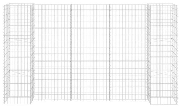 H alakú acéldrót virágtartó gabion 260 x 40 x 150 cm
