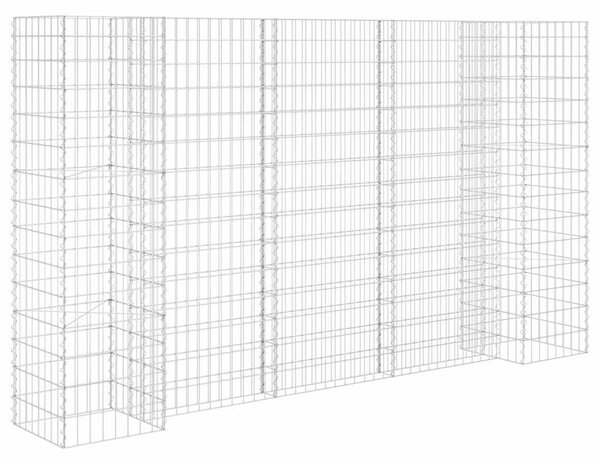 H alakú acéldrót virágtartó gabion 260 x 40 x 150 cm