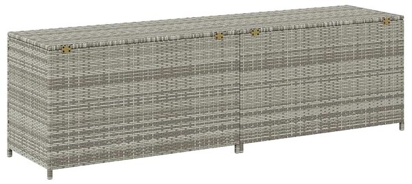Szürke polyrattan kerti tárolóláda 200 x 50 x 60 cm