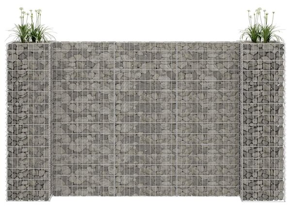 H alakú acéldrót virágtartó gabion 260 x 40 x 150 cm