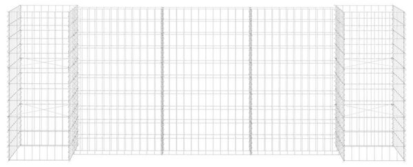 H alakú acéldrót virágtartó gabion 260 x 40 x 100 cm