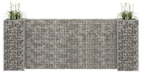 H alakú acéldrót virágtartó gabion 260 x 40 x 100 cm