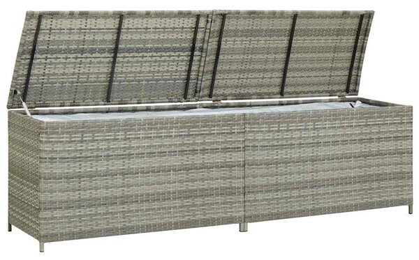 Szürke polyrattan kerti tárolóláda 200 x 50 x 60 cm