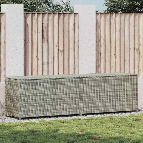 Szürke polyrattan kerti tárolóláda 200 x 50 x 60 cm