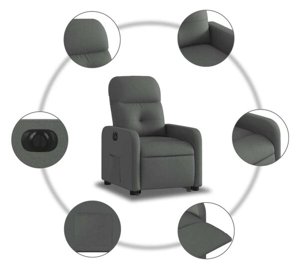 Elektromos Fotel - Dönthető, Felállást Segítő - Sötétszürke