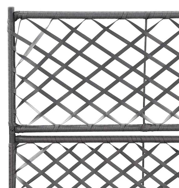 Fekete rácsos polyrattan magaságyás 2 kaspóval 58 x 30 x 107 cm