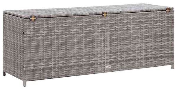 Szürke polyrattan kerti tárolóláda 150 x 50 x 60 cm