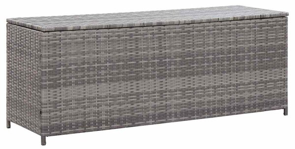 Szürke polyrattan kerti tárolóláda 150 x 50 x 60 cm