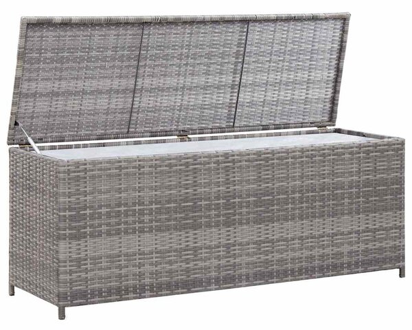 Szürke polyrattan kerti tárolóláda 150 x 50 x 60 cm