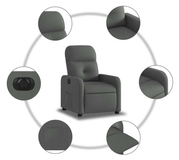 Elektromos Dönthető Fotel - Sötétszürke Szövet